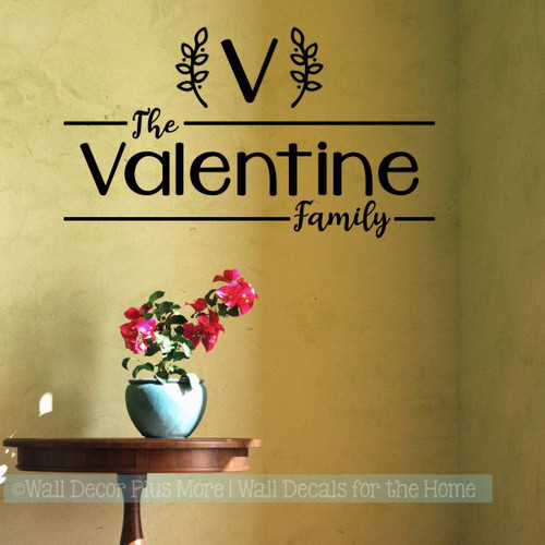 Farmhouse Wall Stickers Monogram Personalized Family Name Vinyl Decals Black