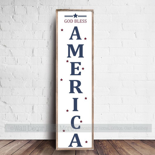 Patriotic Holiday Stencil Stickers America Stars Paint a Tall Wood Sign completed