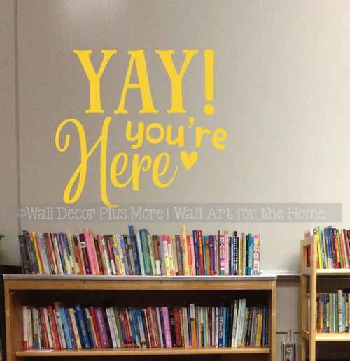 Welcome Wall Decal for Camper Classroom Home You're Here Vinyl Sticker-Yellow