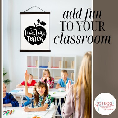 Wood & Canvas Wall Hanging Live Love Teach Teacher Wall Art Sign