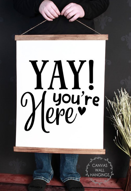 Wood Frame Canvas Wall Hanging Welcome Wall Art Sign Yay You're Here Large