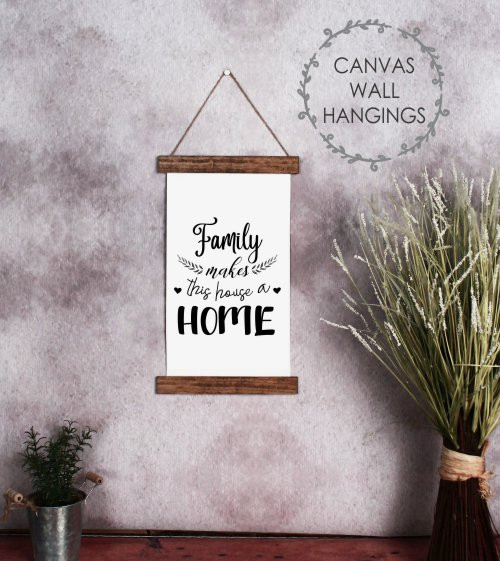 wood canvas wall hanging quote wall art sign family house a home
