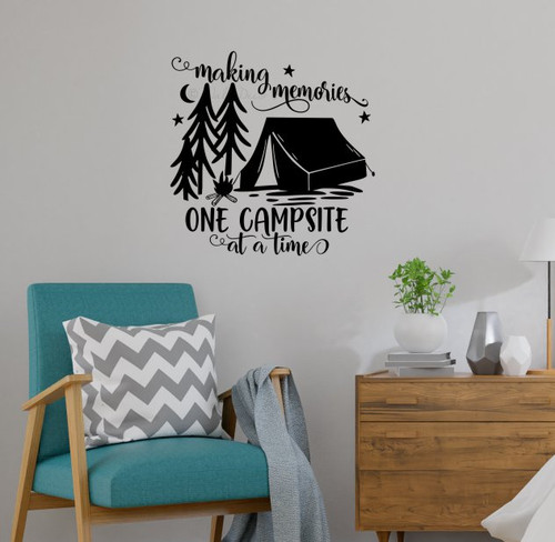 Camper Wall Art Decal Making Memories One Campsite Sticker Decor Quote-Black