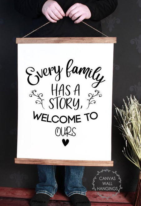 Wood & Canvas Wall Decor Hanging Every Family Has a Story Wall Art Sign Large