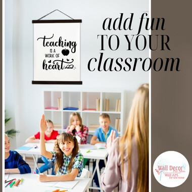 Wood, Canvas Wall Hanging Teacher Sign Art Teaching Quote Work of Heart