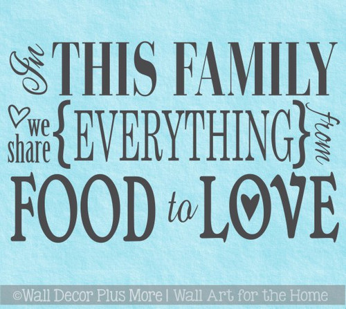 Kitchen Decor In this Family We Share Everything Wall Decal Stickers Quotes