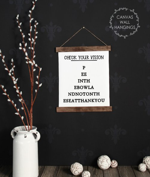 Wood Canvas Decor Hanging Bathroom Eye Vision Chart Wall Art Sign