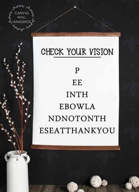 Wood & Canvas Wall Decor Hanging Bathroom Eye Vision Chart Wall Art Sign XLarge