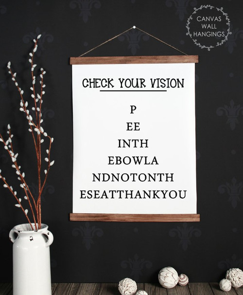 Wood & Canvas Wall Decor Hanging Bathroom Eye Vision Chart Wall Art Sign Large