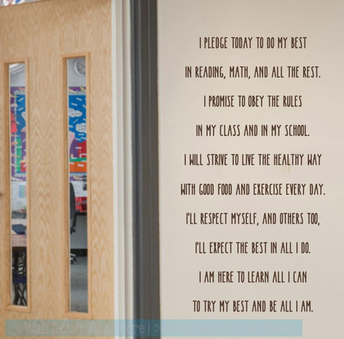 Classroom Wall Decoration Decal Quote School Pledge Do My Best Sticker-Chocolate Brown