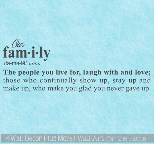 Wall Decor Sticker Our Family Definition Decal Word Art for Decoration