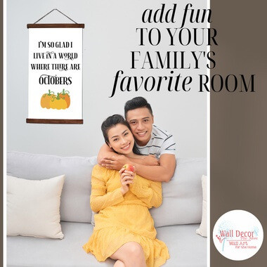 Wood & Canvas Wall Decor Hanging Sign Fall Quote There Are Octobers — Framed wall hanging with text and pumpkin design,