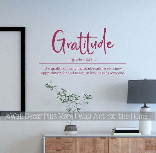Wall Decal Sticker Gratitude Definition Vinyl Art Wall Words Lettering  Lipstick