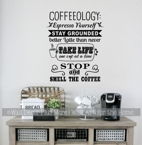 Kitchen Wall Decal Coffeeology Quote Stay Grounded Wall Decor Sticker-Black