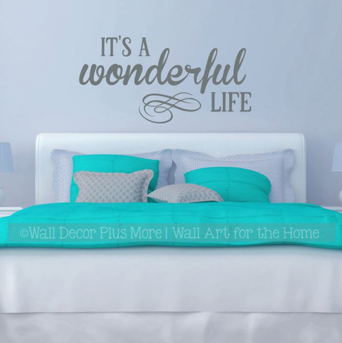 Wonderful Life Wall Decal Sticker Quote Motivational Home Office Words-Storm Gray