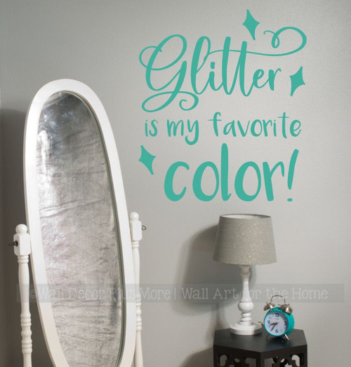 Glitter Favorite Color Wall Word Vinyl Decal Sticker Girls Craft Room Art-Mint
