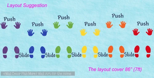 Sensory Path Wall Pushes Slide Sticker Decals School Hallway Foot Hands