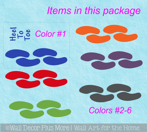 Sensory Path Decal Stickers Heel to Toe 20 Footprints 5 Color Covers 19 Ft 6 color options