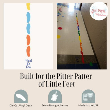 Sensory Path Decal Stickers Heel to Toe 20 Footprints 6 Color Covers 19 Ft