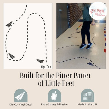 Sensory Path Tip Toe Line Paper Airplanes Sticker Decals School Hallway