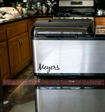 Personalized Name Stickers for Appliance Vinyl Decal Lettering 7x2-Inch-Glossy Black