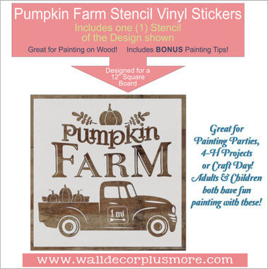 Pumpkin Farm Stencil Sticker for Fall Wood Sign Project Vintage Truck — Vinyl stencil in black, designed for painting, on a