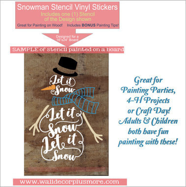 Stencil Sticker to Paint a Wood Sign Let it Snow Snowman Winter Decor — Vinyl stencil sticker with snowman design, blue and
