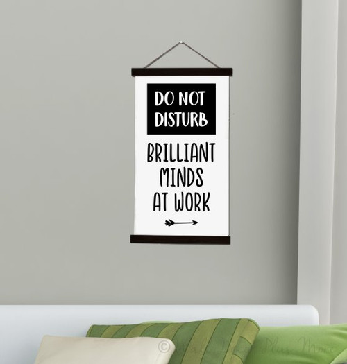 Wood Canvas Wall Hanging Office Decor Sign Brilliant Minds At Work Quote