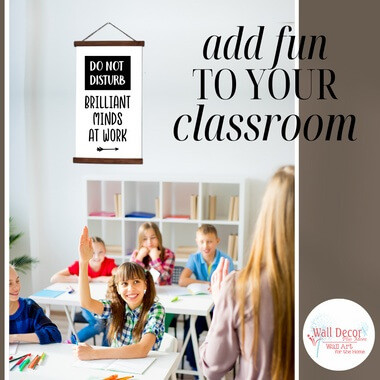 Wood Canvas Wall Hanging Office Decor Sign Brilliant Minds At Work Quote