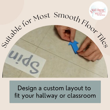 Sensory Path Floor Decal Stickers for School Hallway Spin Circle Arrows — Custom layout design on smooth floor tiles with