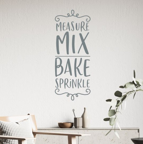 Kitchen Wall Words Measure Mix Bake Vinyl Decal Sticker for Decoration Storm Gray