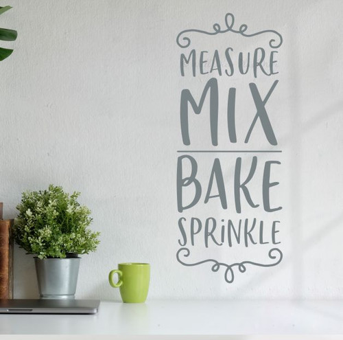 Kitchen Wall Words Measure Mix Bake Vinyl Decal Sticker for Decoration Storm Gray Matte