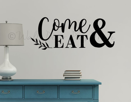 Modern Kitchen Wall Quote Letters Come Eat Leaf Decor Art Decal Sticker-Black