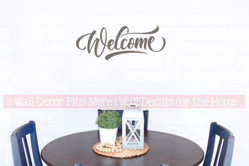 Welcome with swoops Wall Vinyl Decal Sticker Front Door or Entryway Decor Wall Art