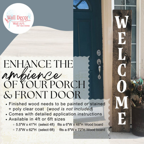 Decal Sticker for Tall Wood Sign Vertical Welcome Lettering Porch Decor Enhance the Ambience