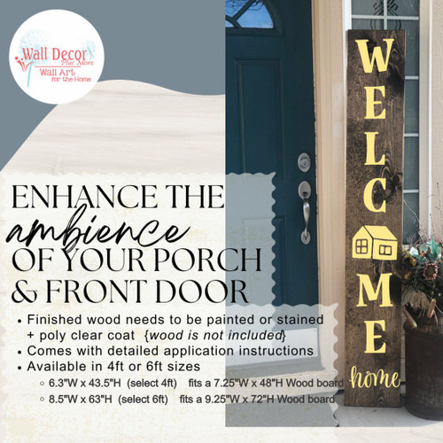 Decal Sticker for Tall Wood Sign Welcome Home Lettering House Art for Outdoors Enhance the Ambience