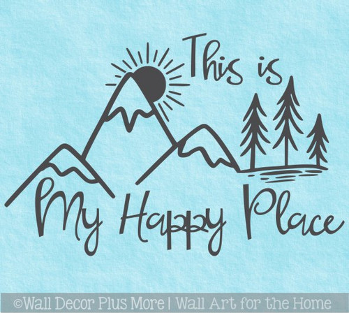 Camping Wall Decal My Happy Place Mountain Scene Camper Decor Sticker