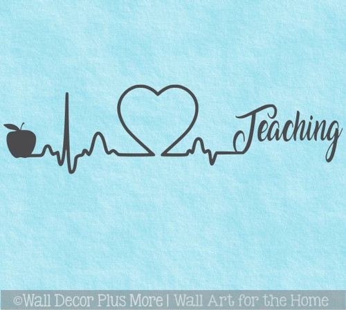 School Teacher Wall Art Heart Apple Teaching Wall Decal Sticker Design