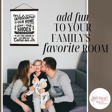 Wood Canvas Wall Hanging Welcome Sign Leave Shoes Worries Entry Decor — Framed decorative wall art with a welcoming message,