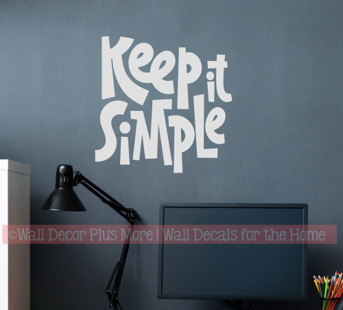 Keep It Simple Inspiring Wall Decal Words Chunky Lettering Sticker Art-Light Gray