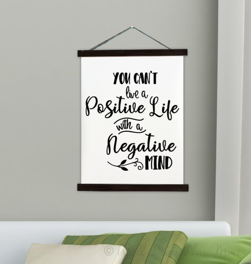Wood Canvas Wall Hanging Positive Life Mind Inspirational Sign Art Decor