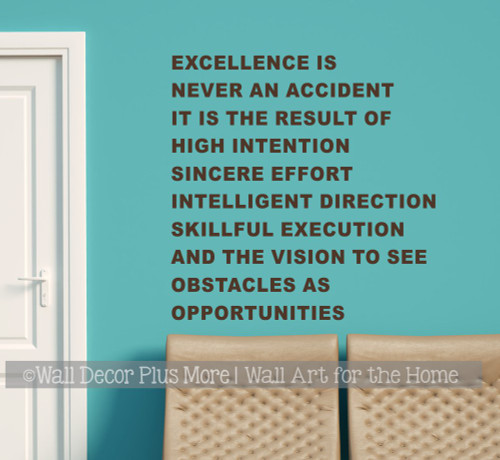 Bold Simple Office Wall Art Motivational Words Excellence Is Decor Sticker-Chocolate Brown