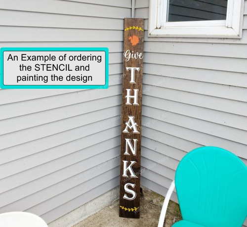 Decal Sticker for Tall Wood Sign Fall Porch Give Thanks Wreath Autumn Turkey Art