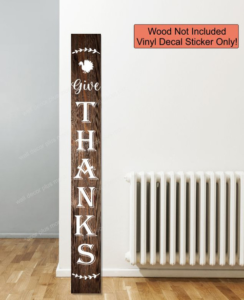 Decal Sticker for Tall Wood Sign Fall Porch Give Thanks Wreath Turkey-6ft