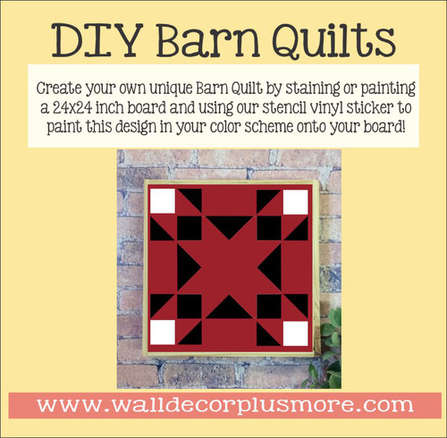 Barn Quilt Stencil Sticker Wall Art Triangle Square Block Pattern 24-In-sample design painted on wood sign