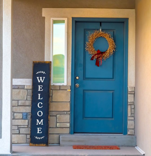 Decal Sticker for Tall Wood Sign Welcome Farmhouse Entryway Porch Decor Lt Gray