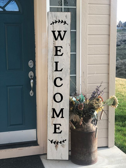 Decal Sticker for Tall Wood Sign Welcome Farmhouse Entryway Porch Decor Matte Black