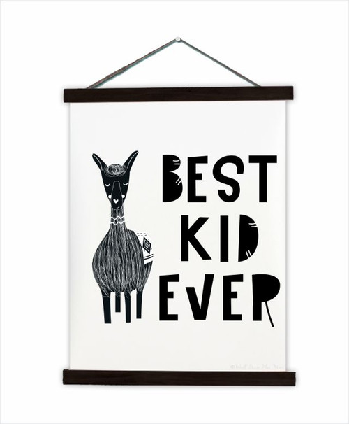 Wood Canvas Wall Hanging Best Kid Ever Llama Sign Modern Room Decor Art