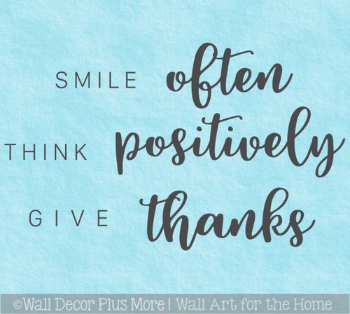Smile Often Think Positively Wall Art Quote Sticker Decal Lettering Decor