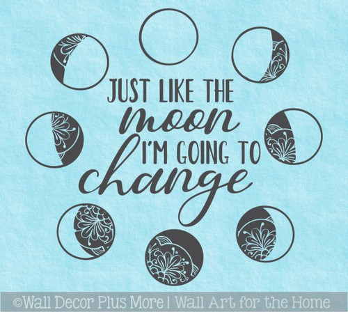 Moon Phases Wall Decor Sticker I'm Going To Change Kids Space Art Decal